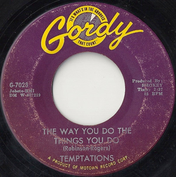 The Temptations - The Way You Do The Things You Do / Just Let Me Know - Used - 7" Single - Mono - 45 RPM - 1964 VG/VG