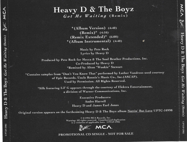 Heavy D. & The Boyz - Got Me Waiting - Used - CD - Stereo - 1994 Reissue VG+/VG+