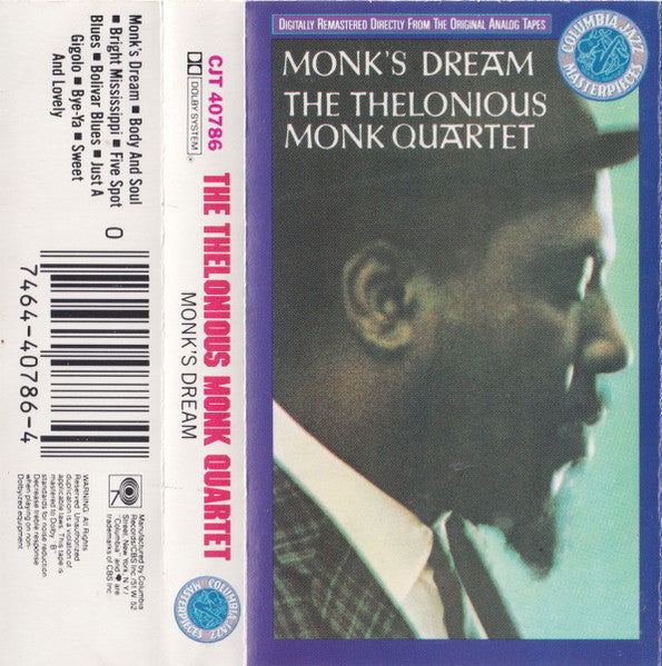 The Thelonious Monk Quartet - Monk's Dream - Used Cassette Reissue VG+/VG+