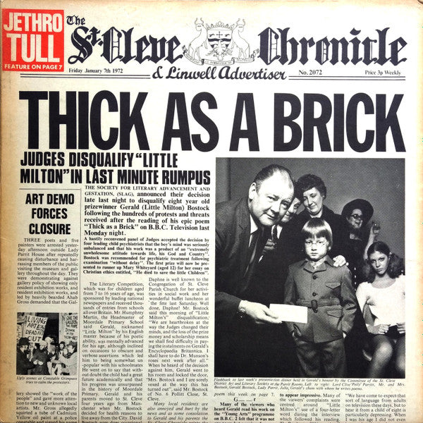 Jethro Tull - Thick As A Brick - Used - LP - Stereo - 33 ⅓ RPM - 1972 Reissue VG/VG