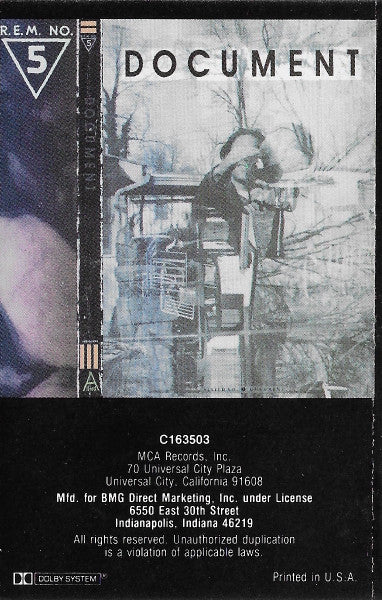 R.E.M. - Document - Used - Cassette - Stereo - 1987 Reissue VG/VG