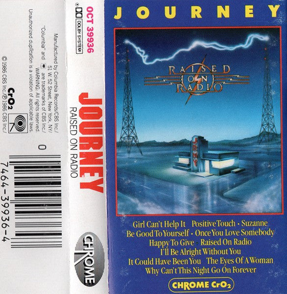 Journey - Raised On Radio - Used 1986 Cassette - VG/VG