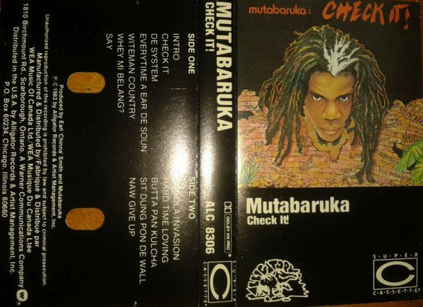 Mutabaruka - Check It! - Used 1983 Cassette - VG/VG