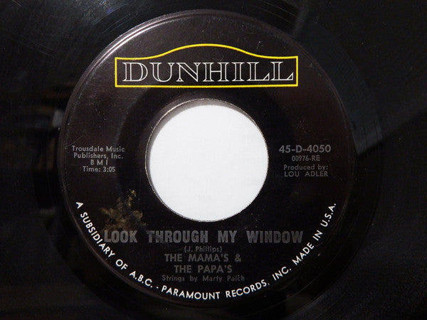 The Mamas & The Papas - Look Through My Window / Once Was A Time I Thought - Used - 7" Single - Stereo - 45 RPM - 1966 VG/VG
