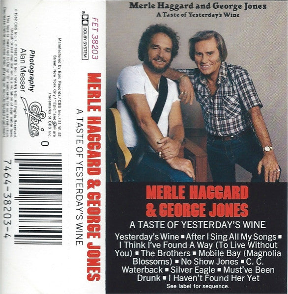 Merle Haggard - A Taste Of Yesterday's Wine - Used Cassette 1982 Reissue VG+/VG+