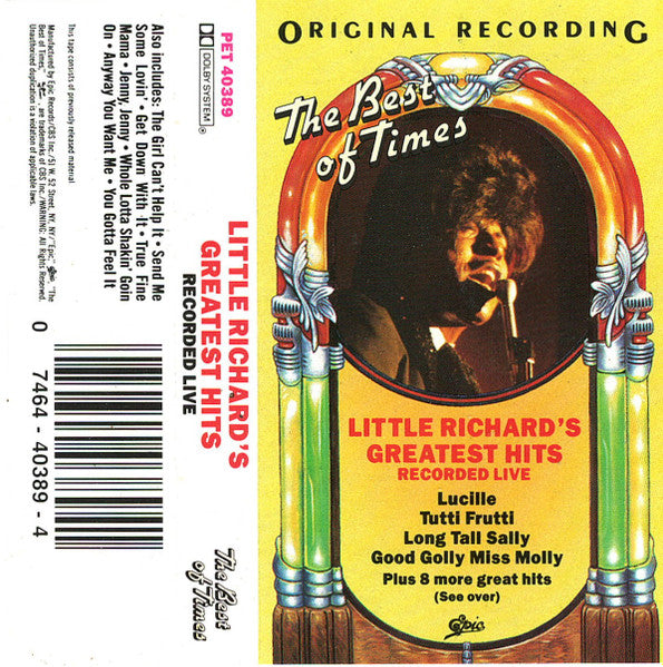 Little Richard - Little Richard's Greatest Hits Recorded Live - Sealed 1986 Cassette