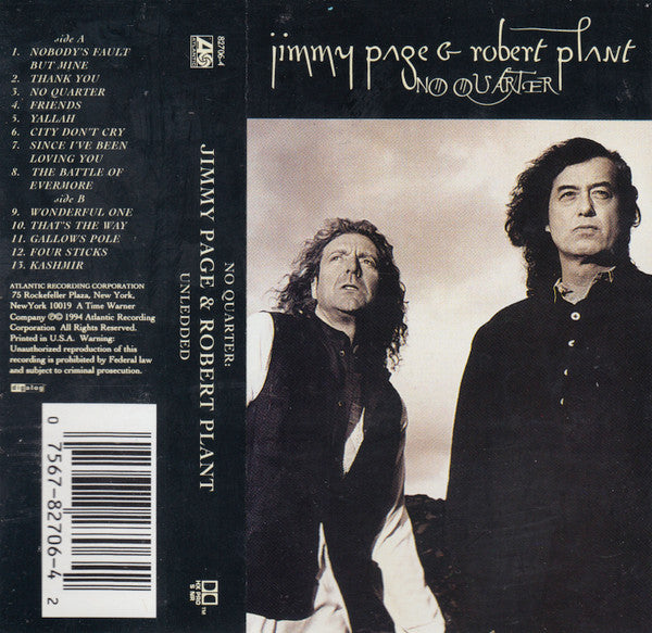 Jimmy Page - No Quarter: Jimmy Page & Robert Plant Unledded - Used 1994 Cassette - VG/VG