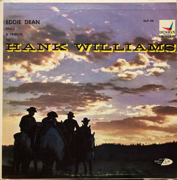Eddie Dean - Eddie Dean Sings A Tribute To Hank Williams - Used LP 1958 Reissue VG+/VG