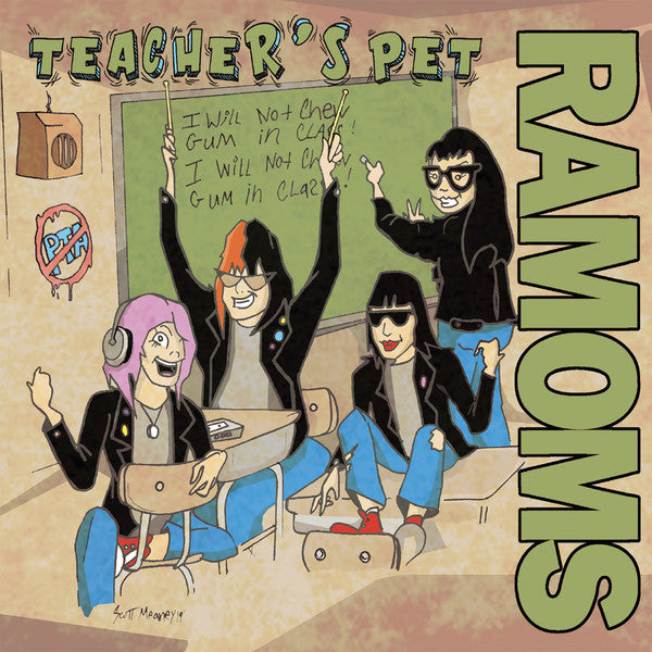 Ramoms - Teacher's Pet EP 7" - Olive Green with White Splatter