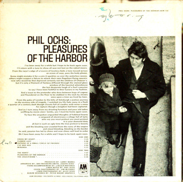 Phil Ochs - Pleasures Of The Harbor - Used Early 1970s Reissue - NM/VG+