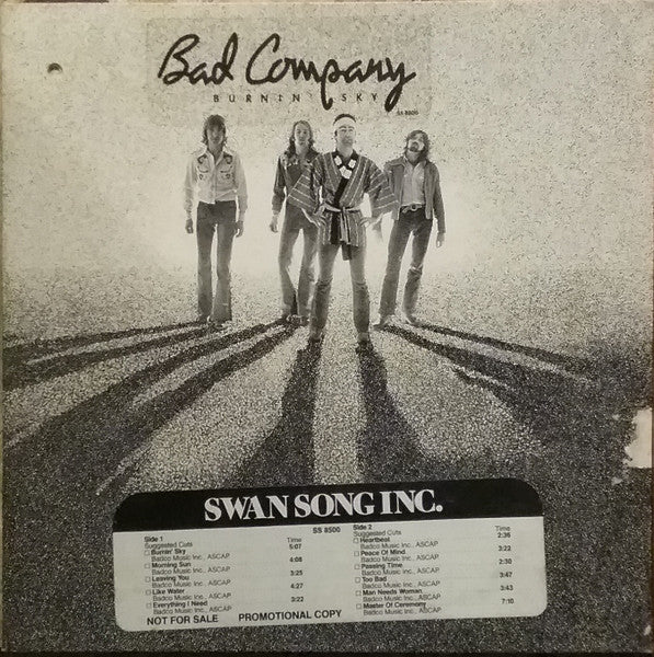 Bad Company - Burnin' Sky - Used Promo 1977 VG+/G