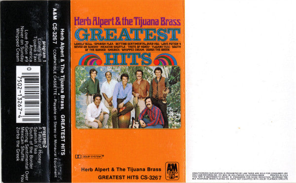 Herb Alpert & The Tijuana Brass - Greatest Hits - Used Cassette Reissue NM/NM