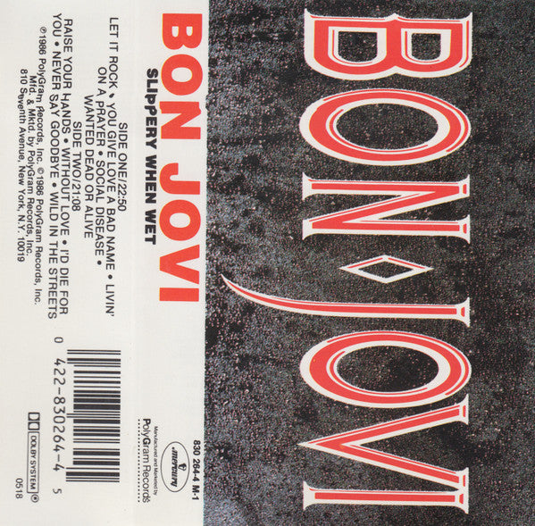 Bon Jovi – Slippery When Wet - Used Cassette 1986 - VG/VG